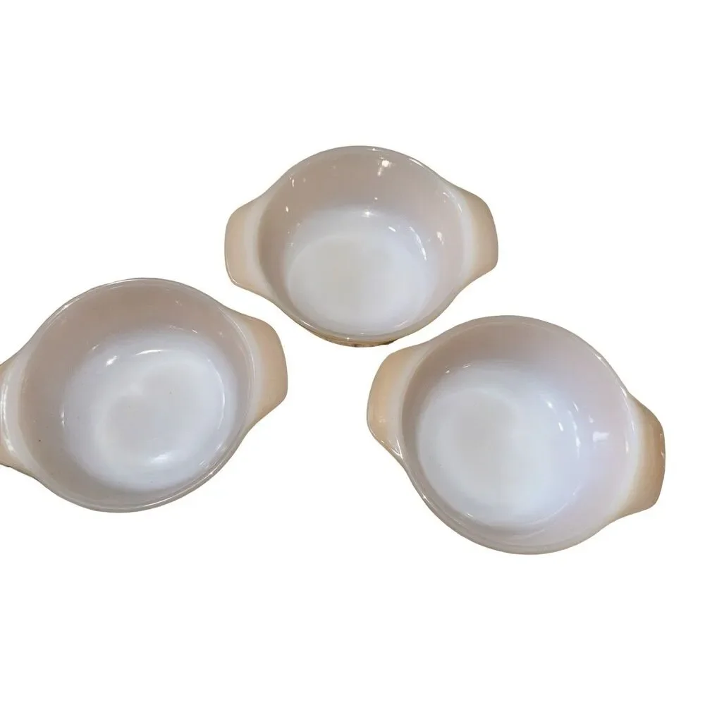 Peach Luster Bowl Set Of 5‎ Fire King Handled Soup Cereal Vintage Anchor Hocking